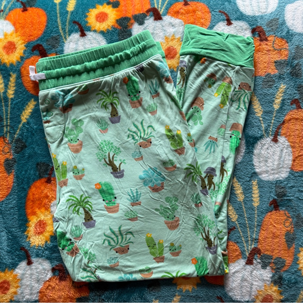 Little Sleepies Succulent Love Women’s Pajama Bottom Joggers Sz XL EUC